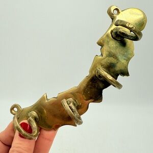 Vintage Brass Bat Wall Key Holder, 4 Hook Entryway